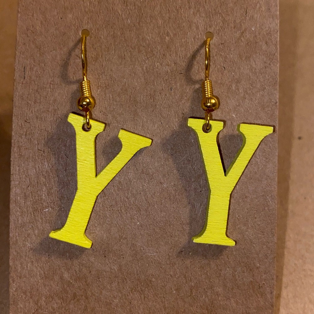 ☀️3/$9☀️ Letter “Y” Earrings with Sterling Silver Hooks. (Yellow)